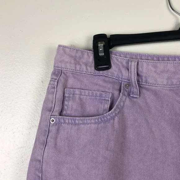 Wild Fable Purple High Rise Jean Shorts with Raw Hem - Picture 2 of 6